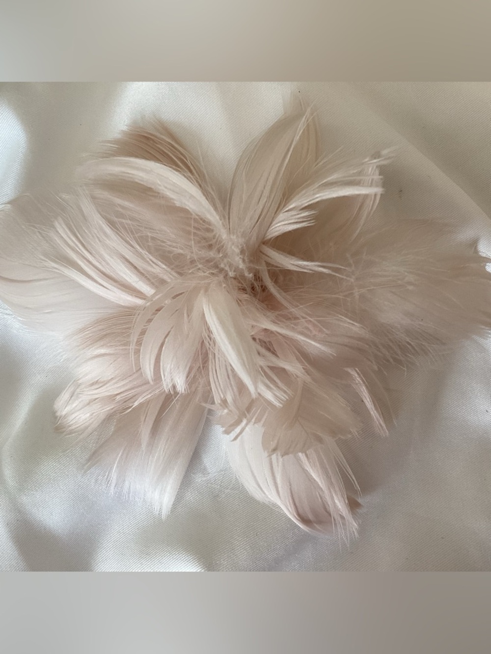 Petite Baby blush light pink feather Fascinator Hair clip. Hat clip
